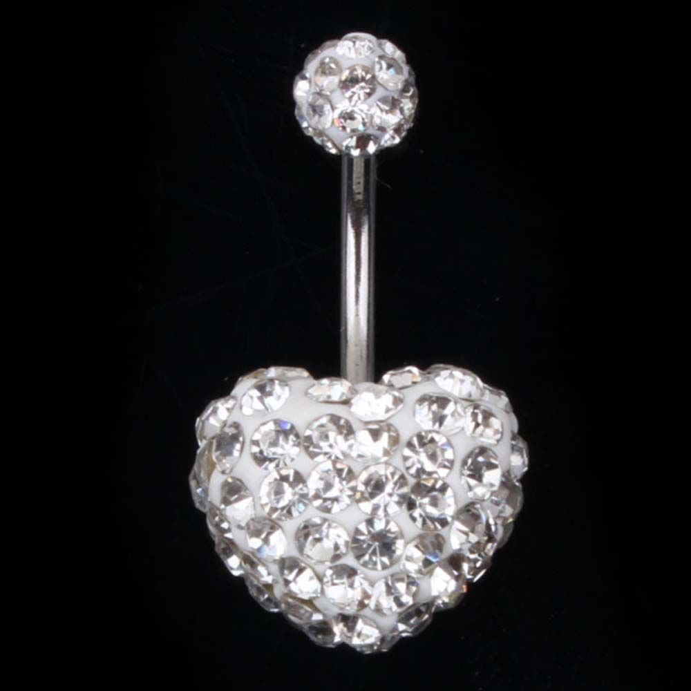 Fashion Punk Crystal Stainless Steel Heart-shaped Navel Piercing Belly Button Rings Umbilical Ring Body Piercing