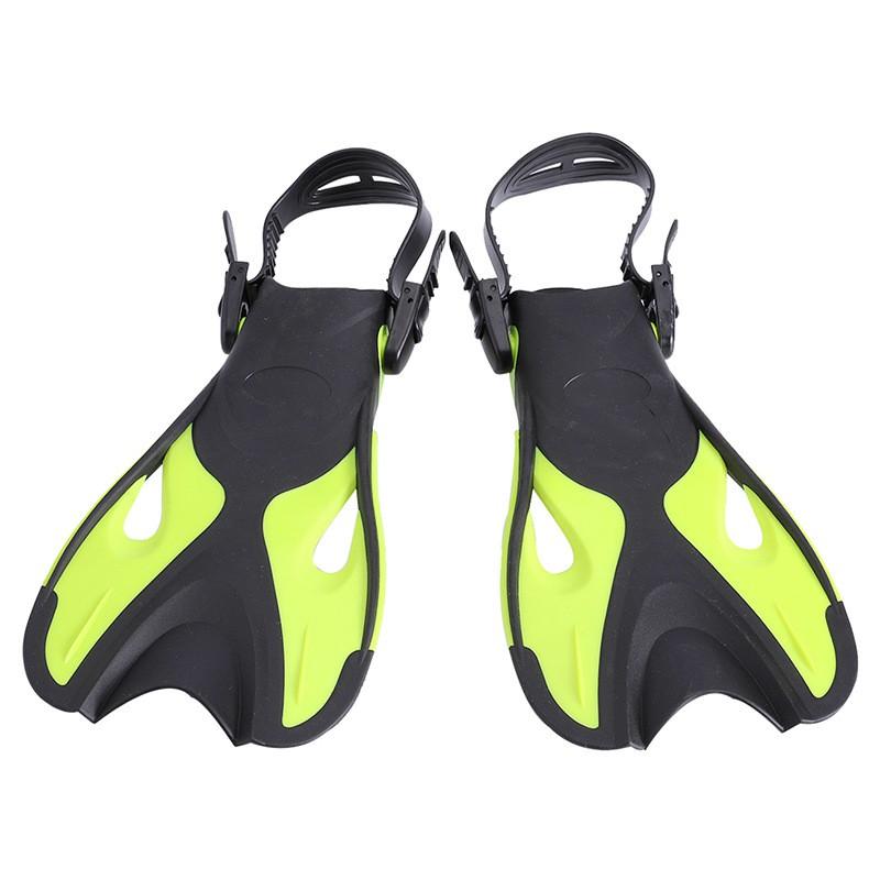 Adjustable Open-Heel Swim Fins Adults Size 37-45 Silicone Short Training Swimming Snorkeling
