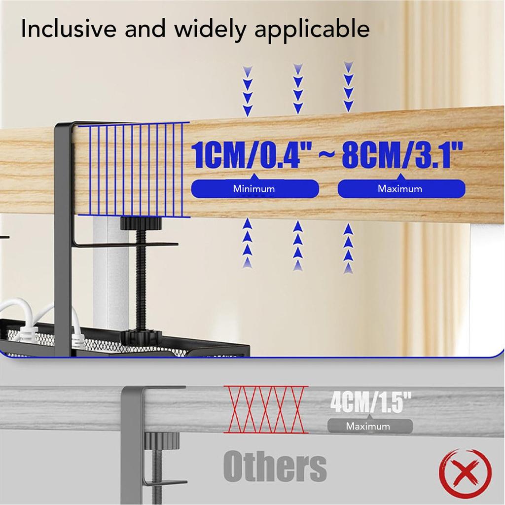 Подстольный лоток для прокладки кабелей, без сверления, стальной, лоток для прокладки кабелей и проводов, органайзер для кабелей, стойка для прокладки кабелей с зажимом для офиса, дома
