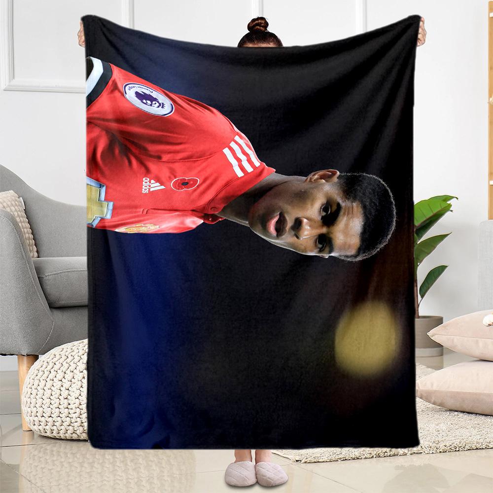 Manchester United's Rashford Applauds Fans Blanket Soft & Cozy Suitable for Bedding Couch Livingroom Four Seasons Multipurpose Modern Style