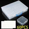 Органайзер для бисера с 60 маленькими коробками, наклейки для маркировки, портативный прозрачный квадратный контейнер для хранения DIY бриллиантовой вышивки, жемчуга