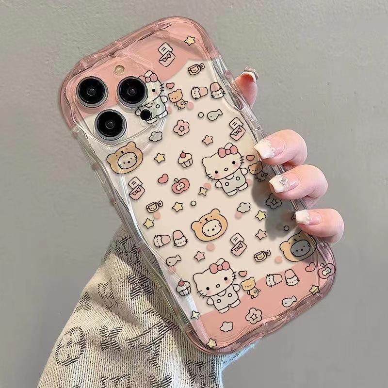 Элемент Hello Kitty подходит для чехла на мобильный телефон iPhone16 Pro 15plus Apple 14promax милый 13 Pro мягкий