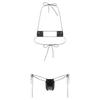 Womens Wet Look Halter Bikini Set High Shine Micro G-string with Adjustable Lace-Up Bra