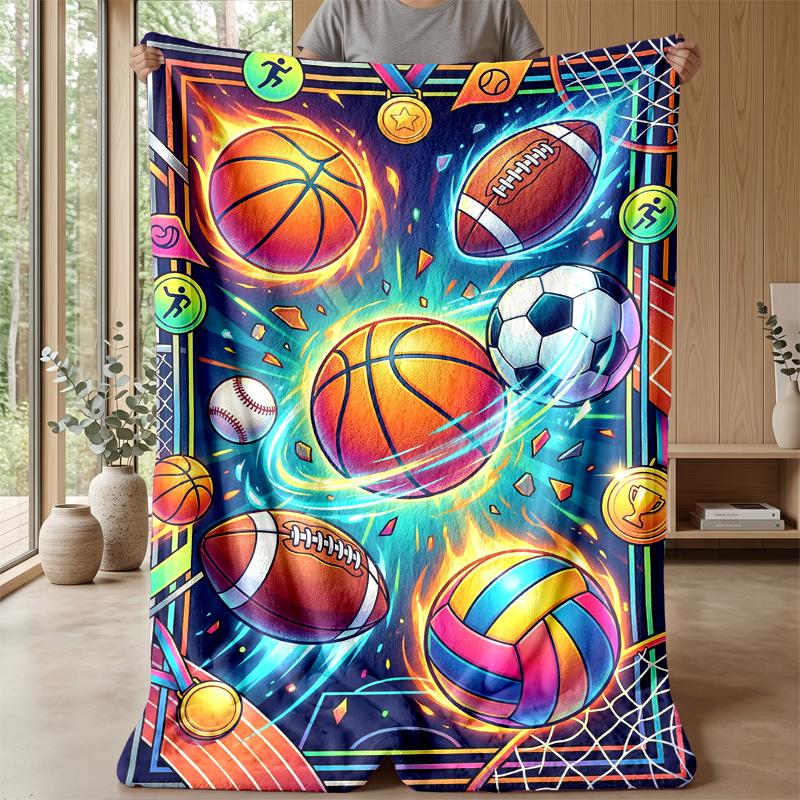 Sports Ball Collection 2 Theme blanket Lightweight Warm Flannel Blanket Decorative Throw Blanket for Home Decoration