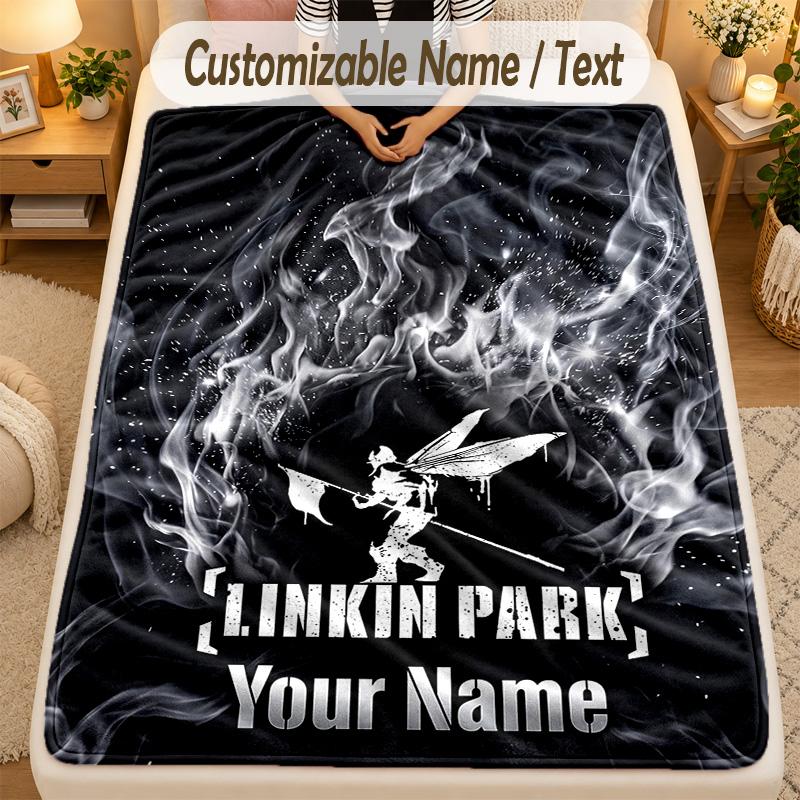 Flannel BlanketLinkin Park Custom Name Text Personalized Soft Warm Throw Blanket Home Decor Gift