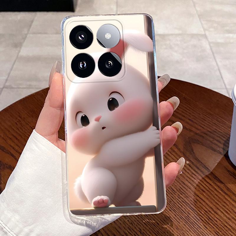 Чехол для Xiaomi 14T, 14T Pro Чехол Прозрачный Эстетичный Модный Милый Кот Астронавт Рисунок Прозрачный Мягкий Силикон ТПУ Чехол для Телефона