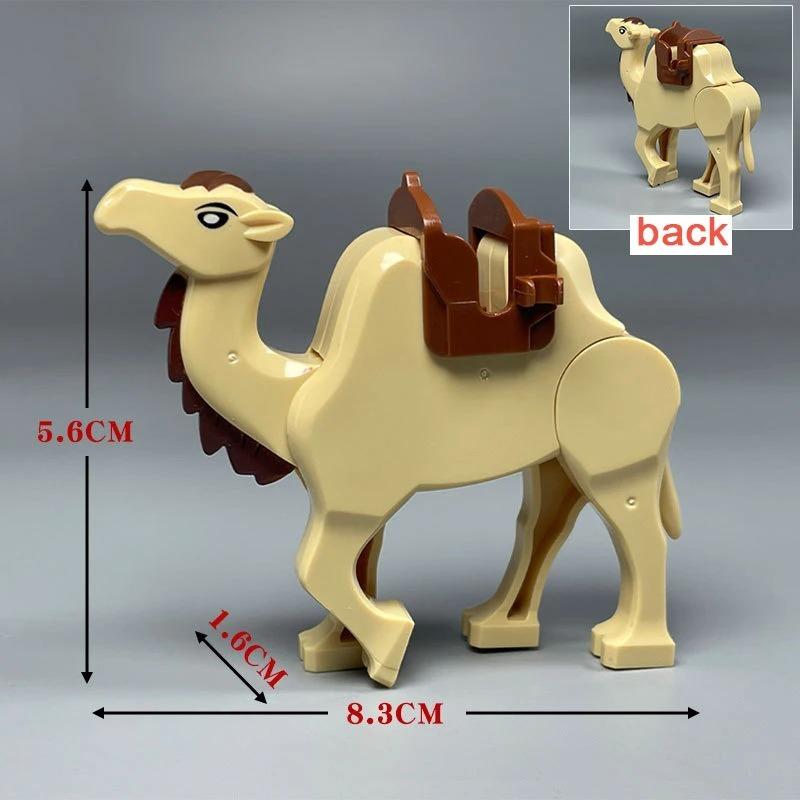 MOC Средневековые Строительные Блоки Фигурки Аксессуары Зоопарк Африканский Слон Верблюд Олень Волк Крокодил Боевой Конь Мини Кирпичик Игрушка Подарок R058