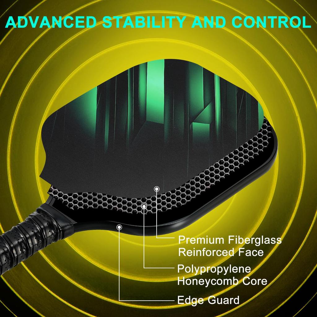 Набор ракеток для пиклбола PATIKIL, одобренная USAPA, ракетка для пиклбола с покрытием из стекловолокна и мягкой рукояткой, 2 ракетки, 4 мяча для пиклбола, 1 сумка для переноски для мужчин