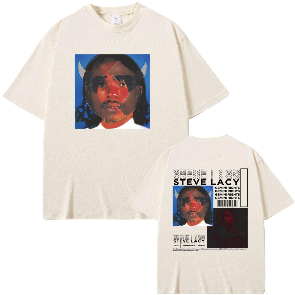 Rapper Steve Lacy Gemini Rights Album Cover Double Sided Print Tshirt Unisex Hip Hop Oversized Tshirt Unisexs Fashion Vintage Tees