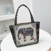 The Elephant Embroidery Double-sided Hand Shoulder Bag Is Versatile with Jacquard Patterns