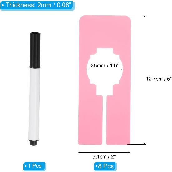 PATIKIL Clothes Dividers for Hanging Clothes, 8 Pack Rectangle Clothing Rack Dividers Blank Labels Sorting Separator with Marker Pen for Closet, Pink