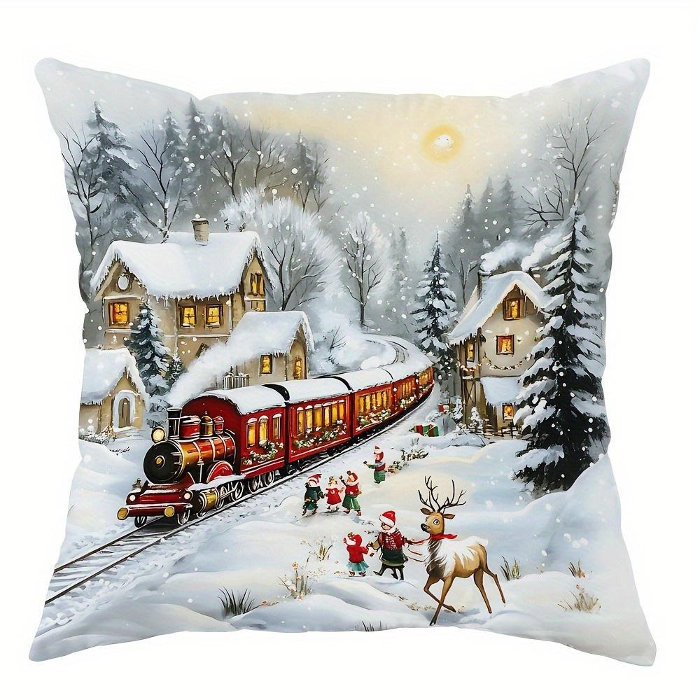 Festive Christmas Scene Pillowcases: Winter Wonderland Designs for Cozy Holidays Sofas, Bedroom Pillow Covers, Holiday Gifts