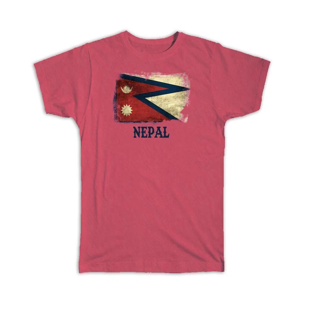 Gift T-Shirt : Nepal Nepalese Flag Asia Asian Country Pride Souvenir Vintage