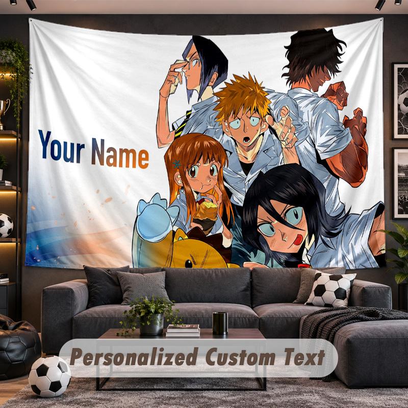 Bleach anime Personalized Tapestry Support Custom Name, Wall Art Home Decoration