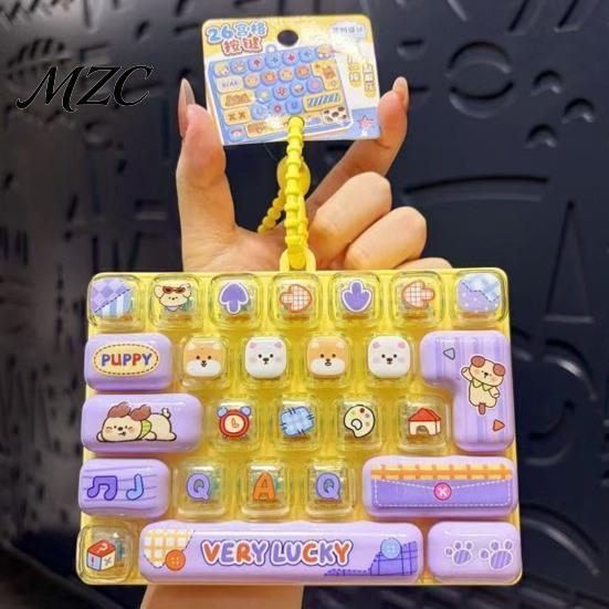 Pocket Size Fidget Device 26-Key Keyboard Toy, Cute Cartoon Clicky Clicker Toy with Tactile for Focus Keychain, Backpack Charm Pendant Stress Relief,