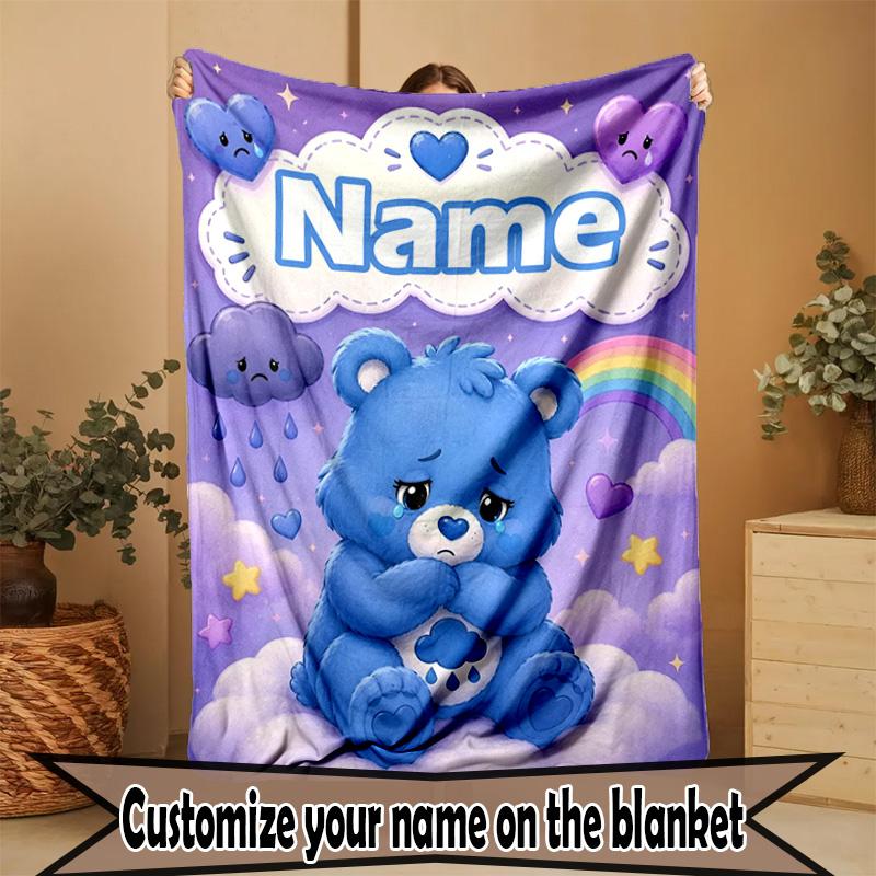 Custom Name Personalized Care Bears Print Blanket, Home Decor, Bedroom, Sofa, Camping, Couch, Gifts for Birthday ChristmasEnthusiasts