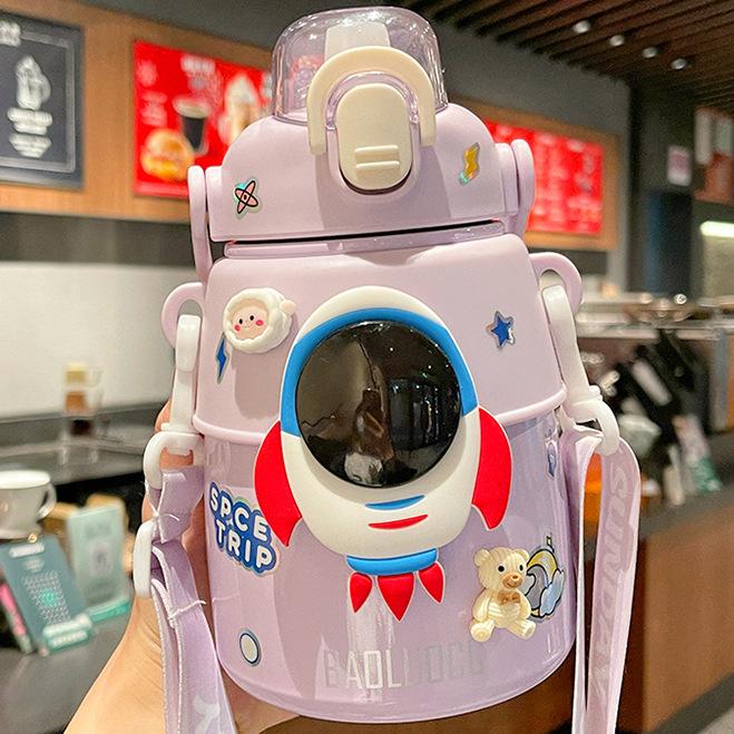 Милый, очень милый детский термос-чашка для девочек, высокий уровень внешнего вида, для студентов, соломенный чайник, большая емкость, переносной горшок