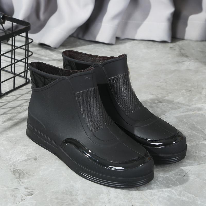 Новые женские резиновые сапоги Водонепроницаемая обувь Нескользящие Низкие Короткие Резиновые Сапоги Водная Обувь Толстая Подошва Утепленные Хлопком Теплые Резиновые Сапоги