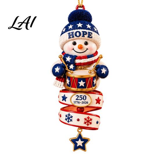 Holiday Party Decorations 2026 Patriotic Snowman Hanging Decor Acrylic Christmas Ornament for Tree Festive Atmosphere Pendant Indoor Outdoor Home