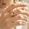 Metal Finger Ring Adjustable Open for Men Women, Golden Silver Plated Statement Ring, Non Tarnish Alloy Jewelry Gift Him Her Women