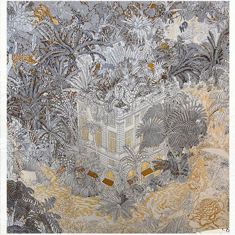 Шелковый твиловый шарф Silk Road в черно-белом французском стиле для весны/лета