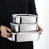Rectangular 304 Stainless Steel Lunch Box Removable Partitions Food Storage Box  Canteen