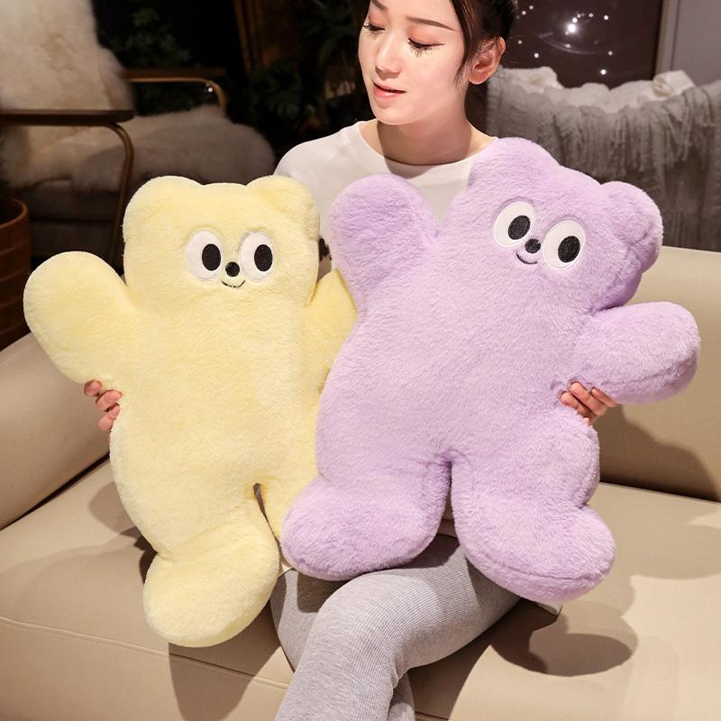 Sale Lovely Cartoon Bear Pillow Stuffed Bear Plush Toy Round Dot Ultra Soft Long Plush Fabric Cushion Creative Birthday Gift