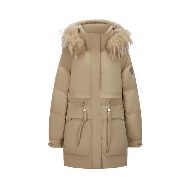 Женский пуховик JZ ANNAKO с меховым воротником на белом утином пуху