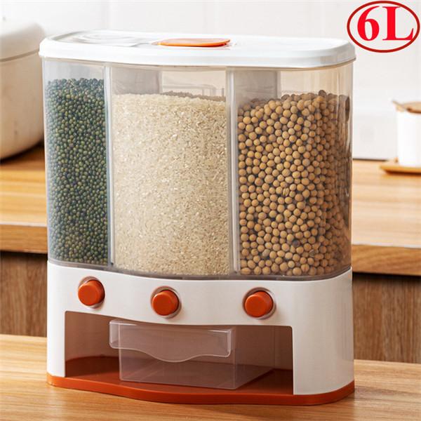 Настенное ведро для риса 10 л/6 л, секретный ящик для хранения пищевых зерен, герметичный влагостойкий резервуар, кухонный контейнер для диспенсера для круп