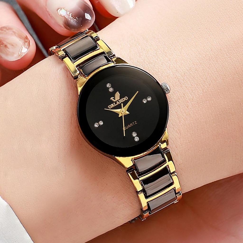 2 шт. - Модные мужские и женские аналоговые кварцевые часы для пары с браслетом из нержавеющей стали