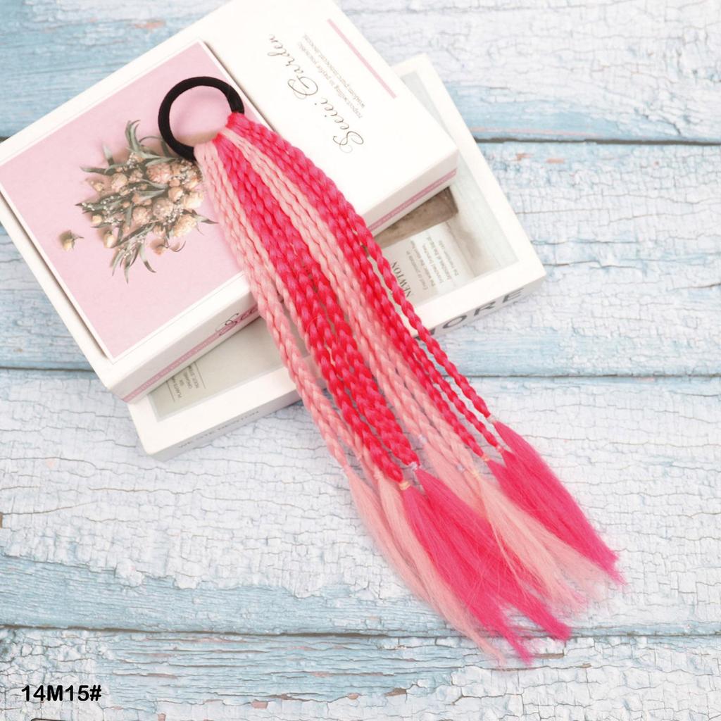 Резинка для волос Короткое Цветное Плетеное Наращивание Волос Хвост Радужный Разноцветный Синтетический Хвост для Девочек Ежедневное Вечернее Использование