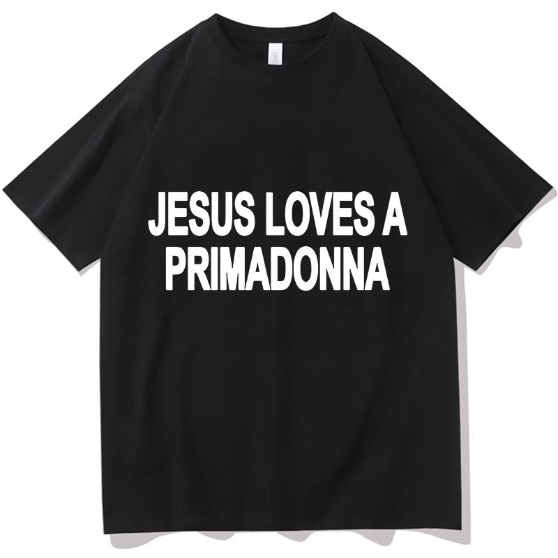 Футболки с принтом Nessa Barrett Jesus Loves A Primadonna Мерч Унисекс Одежда Тренд Повседневная С коротким рукавом Эстетичные Топы Одежда из чистого хлопка