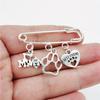 Creative I Love My Dog Cute Dog Paw Charm Pendant Brooch Best Friend Dog Lover Jewelry Gifts