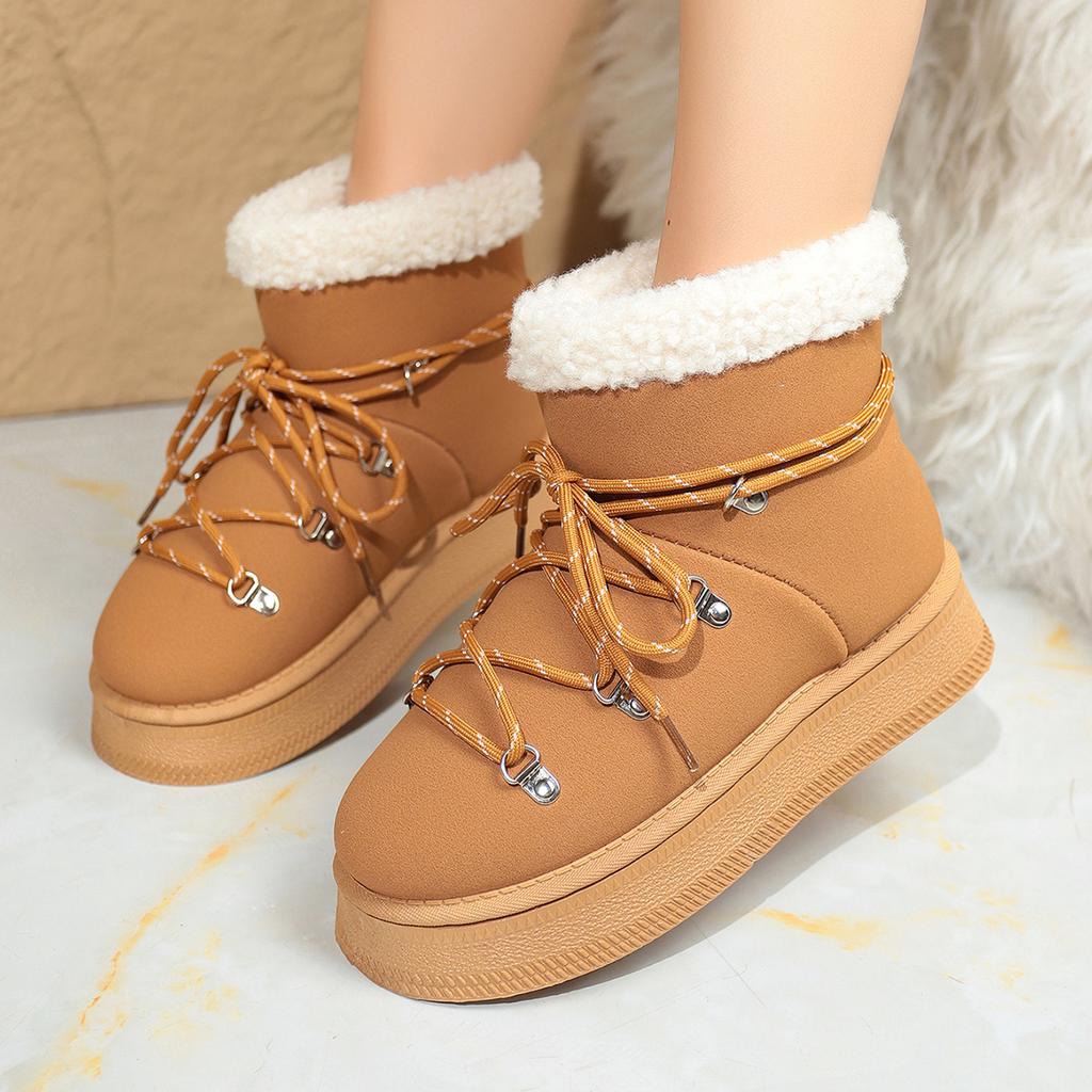 Winter New Snow Boots Plus-size Flat Short Cotton Shoes Women's Plush Thickened To Warm The Snow