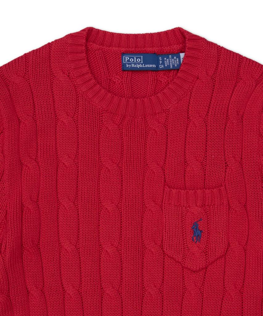 POLO RALPH LAUREN Cable Knit Cotton Short Sleeve Sweater - Red