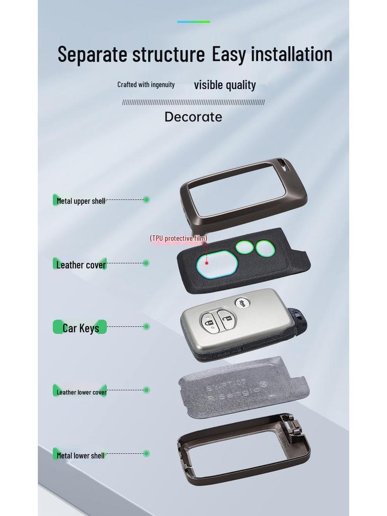 Совместимый чехол для ключа для моделей Toyota: Corolla, Levin, Camry, Highlander, RAV4, Crown, CHR, Reiz