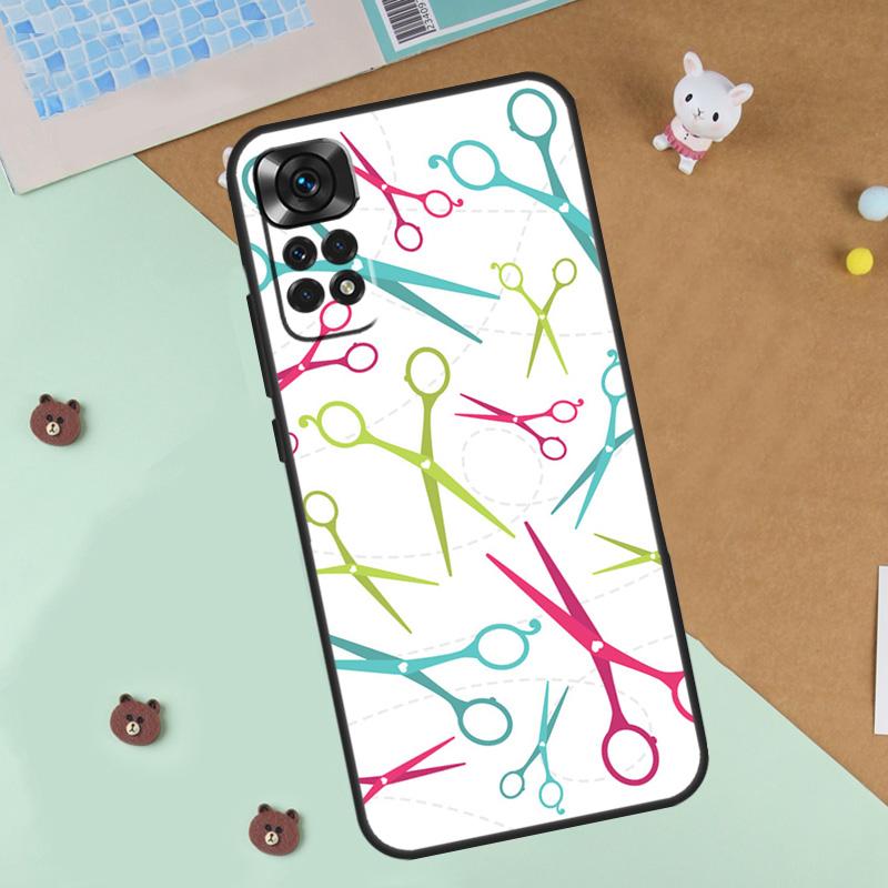 Hair Stylist Scissors Brush Switch Case For Xiaomi Redmi 14C 10C 12C 13C Cover For Redmi Note 14 Pro 13 9 10 11 12 10S 11S 12S