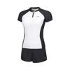 Li Ning Swimming Series Color Block Round Neck Pullover Short Sleeve Two-Piece Swimsuit Women Swimsuit White Black ASLT076-1
