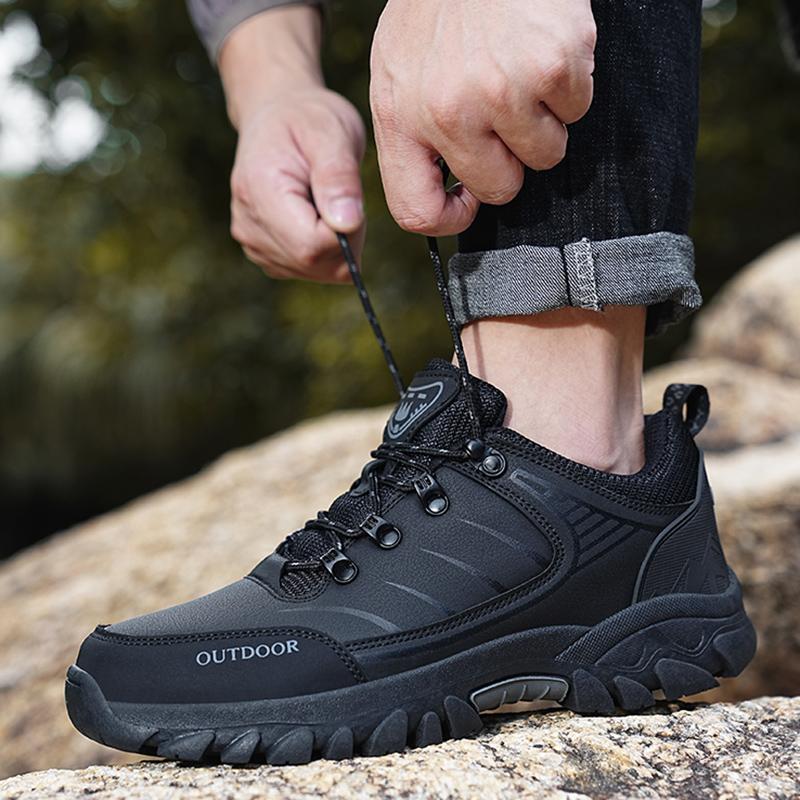 Outdoor Hiking Shoes Men Lace-up Anti-slip Wear-resistant Casual Sports Shoes Men Shock-absorbing Breathable Low-top Shoes Men