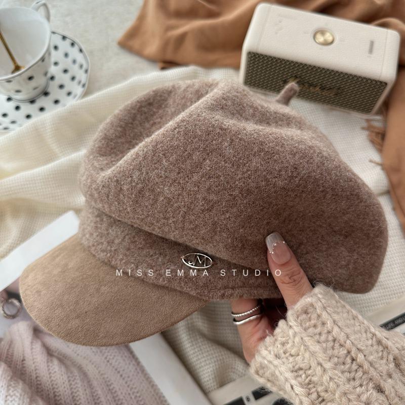 Шерстяная шляпа газетчика женская осенне-зимняя шляпа звездчатый анис облака берет с утиным язычком показывающий лицо маленькая фетровая шляпа в стиле ретро
