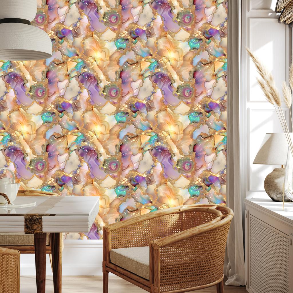 Ink Wallpaper Gold, Cream, Beige and Orange for Living Room and Bedroom 50x1000