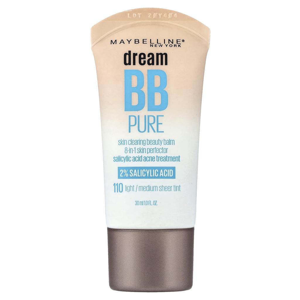 Maybelline Dream BB Pure, Очищающий кожу BB-крем, 110 Светлый/Средний Тинт-салфетка, 30 мл (1 жидкая унция)