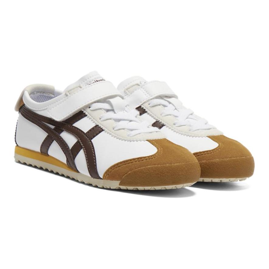 ONITSUKA TIGER Mexico 66 Kids Comfortable Versatile Non-Slip Durable Support Low-Top Casual Shoes Kids Sneaker White Brown 1184A049-113