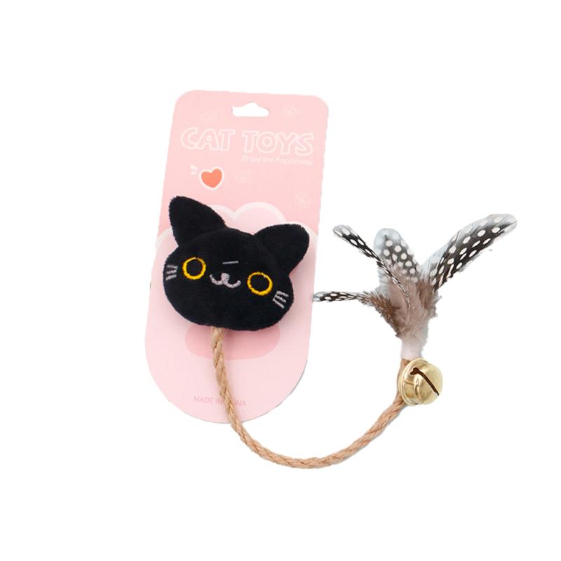 Забавная игрушка для кошек, колокольчик с перьями и кошачьей мятой, цветная милая кукла в форме животного, льняная веревка для домашних животных, коренной стержень
