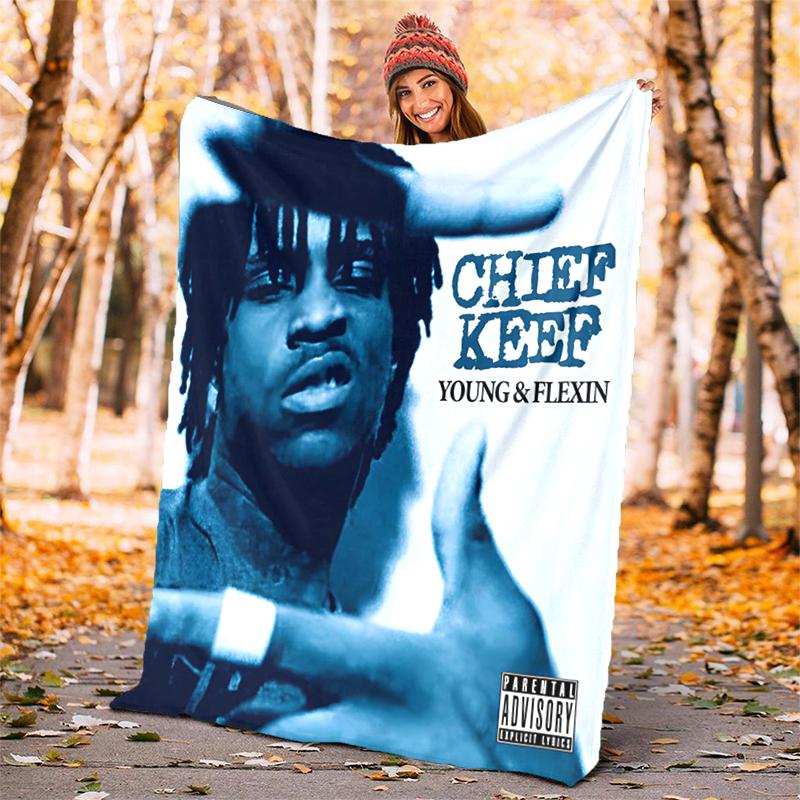 Chief Keef Flannel Blanket Soft All-Season Throw, Design for Camping, Car Travel, Hiking Sofa, Bed, Office Perfect Gift for Parties