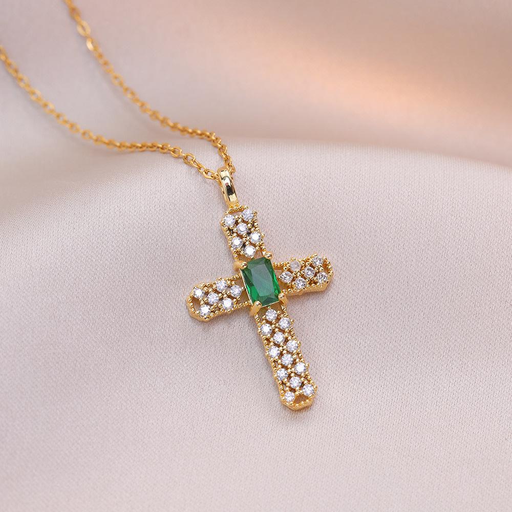 Роскошное ожерелье с подвеской в ​​форме креста для женщин, новинка 2024 года, цепочка из нержавеющей стали, ювелирные изделия, аксессуары для вечеринок