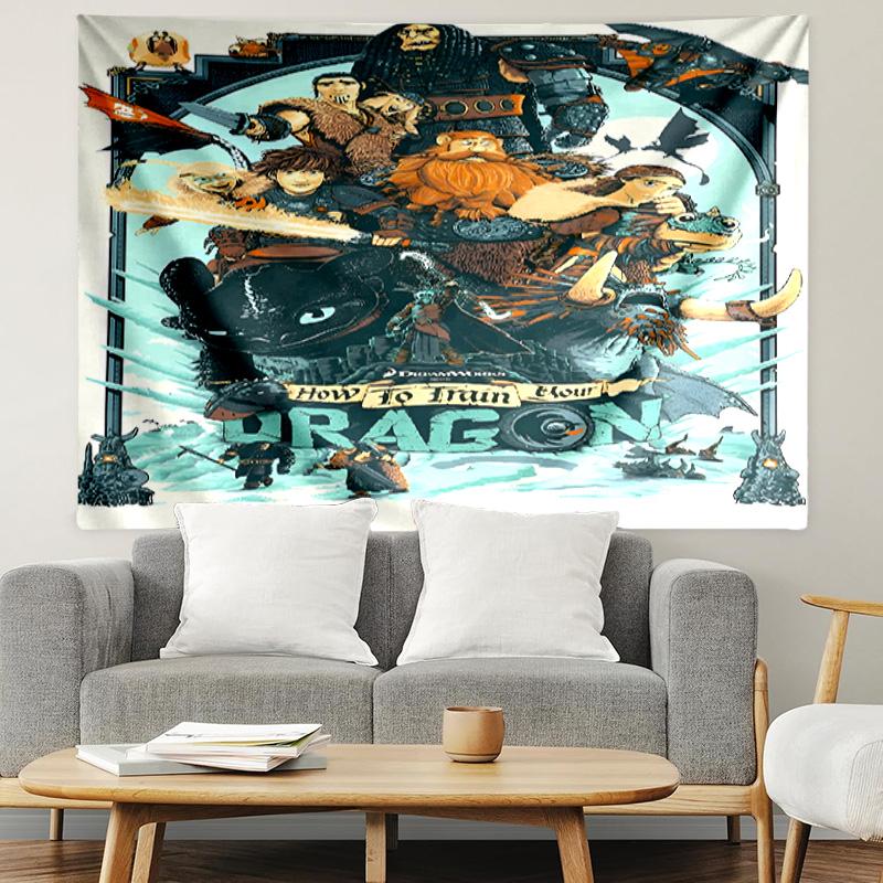 How to Train Your Dragon Print Tapestry, Lightweight Wall Hanging, for Bedroom, Dorm, Living Room, Home Art Decor, Birthday Christmas Gift for Friends
