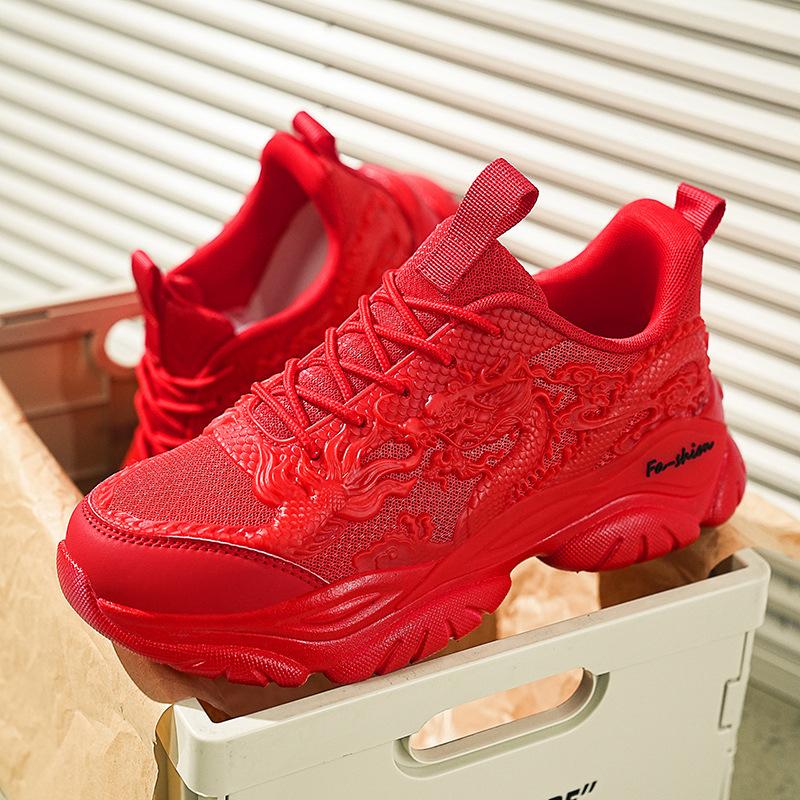 Модные мужские кроссовки 2024 года класса люкс в китайском стиле Loong, удобные, светящиеся, дышащие, повседневные, сверхлегкие, для занятий спортом на открытом воздухе