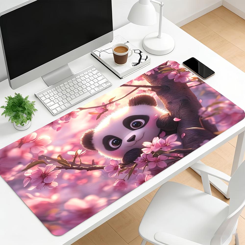 Kawaii Panda Desk Mat Cute Gaming Mouse Pad Non Slip Rubber Keyboard Mat Extended Table Laptop Office Game Decor Accessories