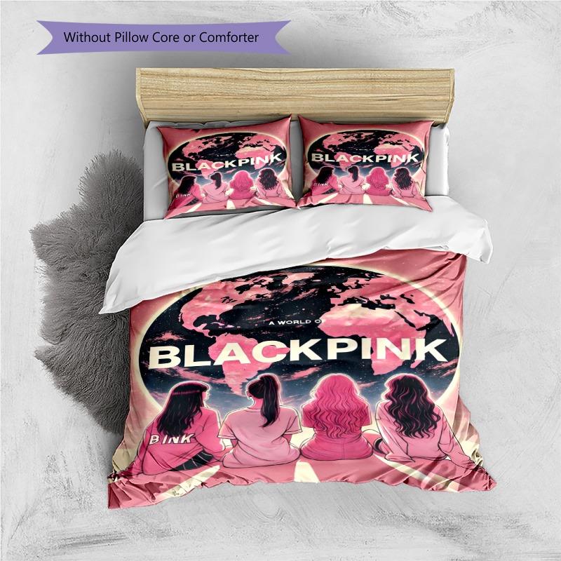 BLACKPINK 3Pcs Bedding Set, Duvet Cover with 2 Pillowcases, No Core